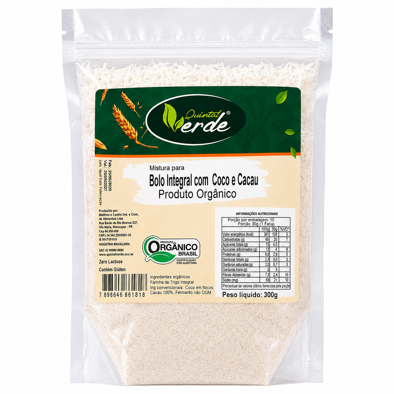 Mistura para Bolo Integral Coco e Cacau