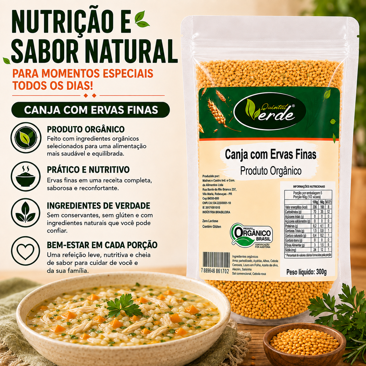 Canja - Com Ervas Finas - Arroz Parbolizado