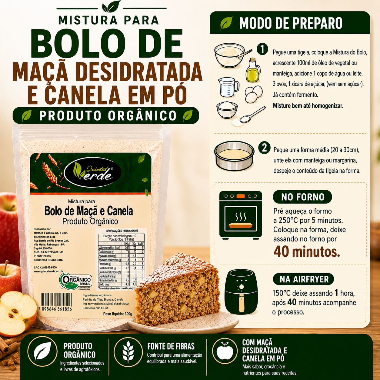 Mistura para Bolo de Maça e Canela