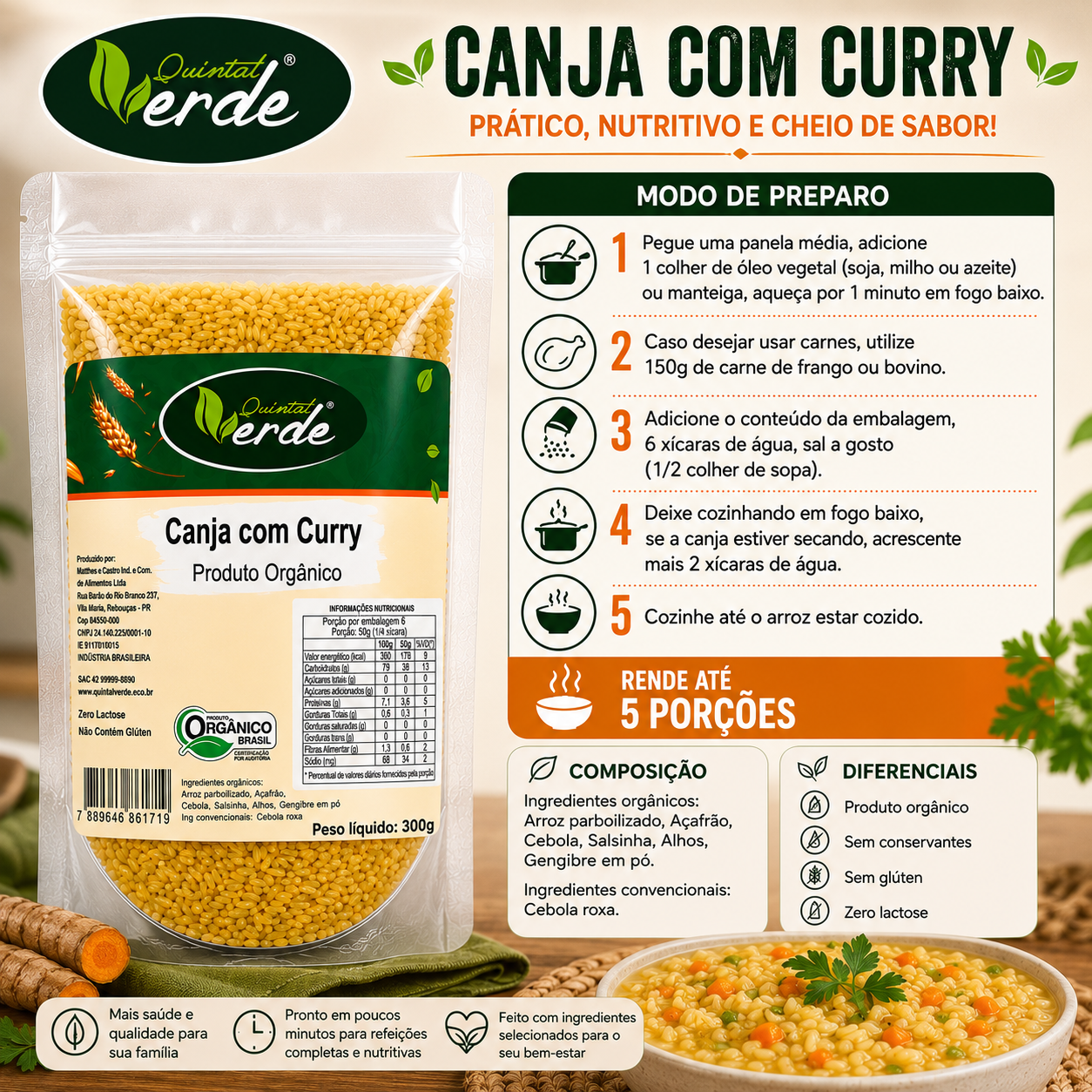 Canja - Com Curry - Arroz Parbolizado