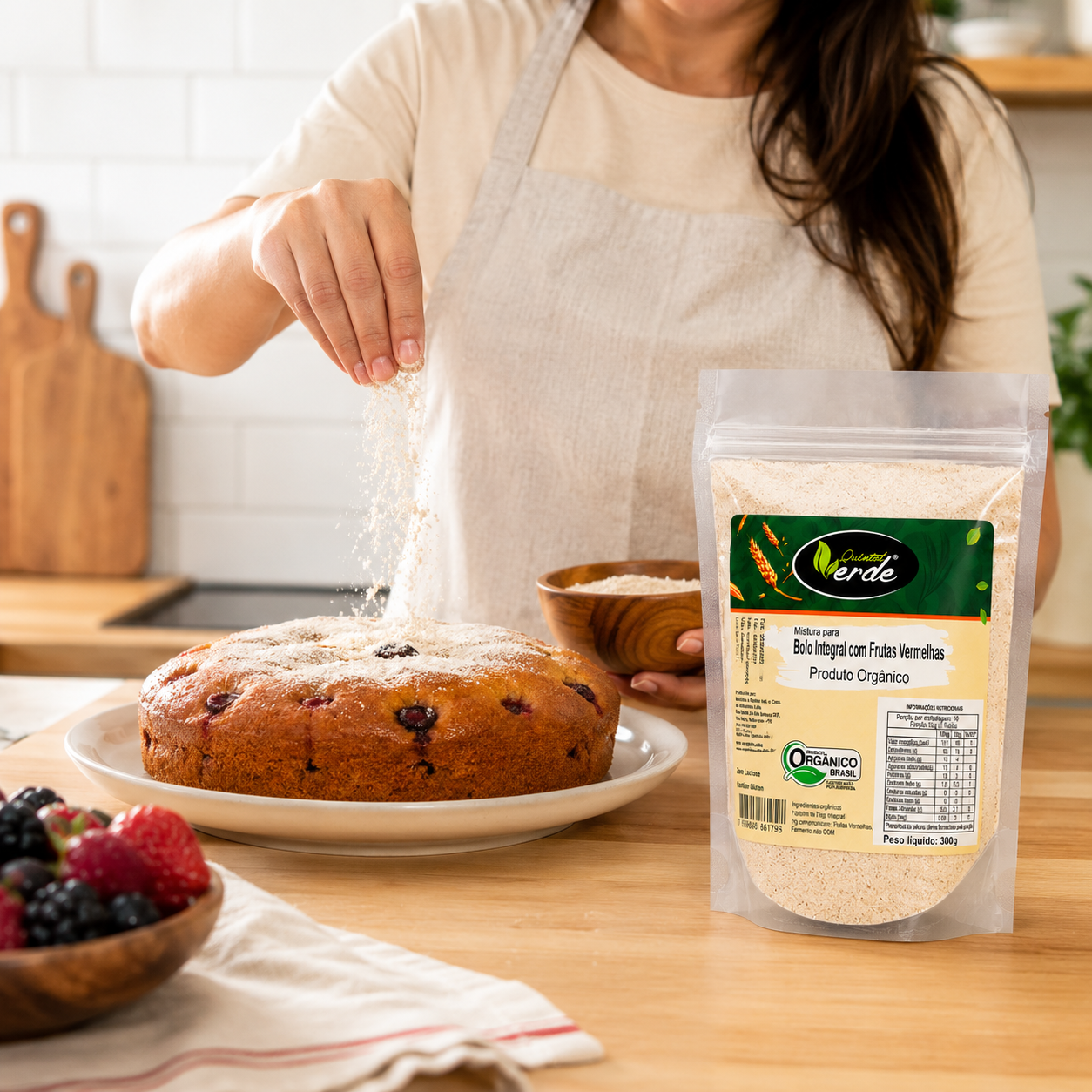 Mistura para Bolo Integral com Frutas Vermelhas